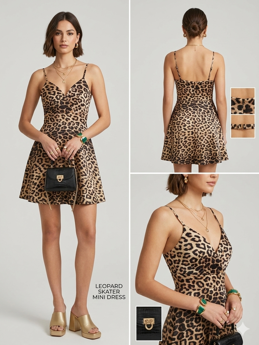 leopard-Print-mini_Dress Strappy Bodycon Dress - Limited Stock