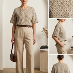 zf tee zvd printed beige geomrty