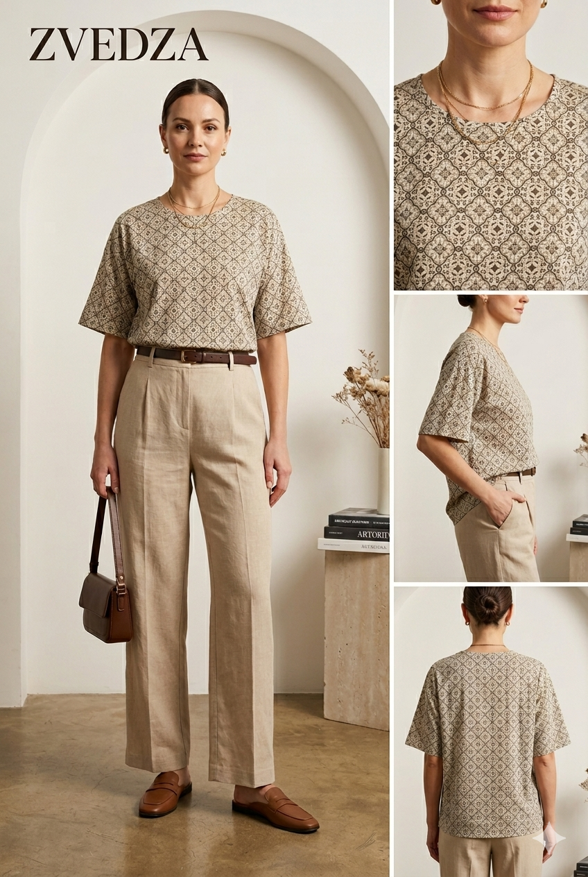 zf tee zvd printed beige geomrty zf tee zvd printed beige geomrty